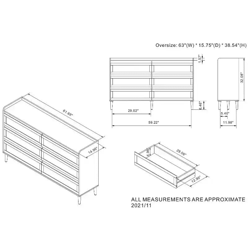 Comodino a 6 cassetti Warren 63 - miBasics