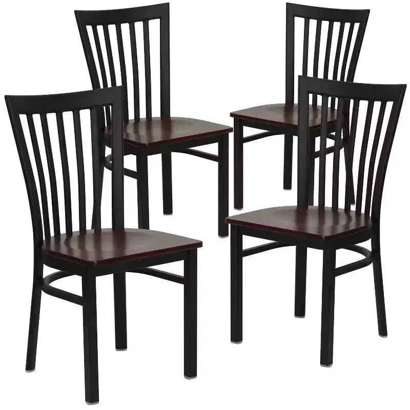 Flash Furniture 4 Pack Hercules Series Black School House Back Metal Restaurant Chair