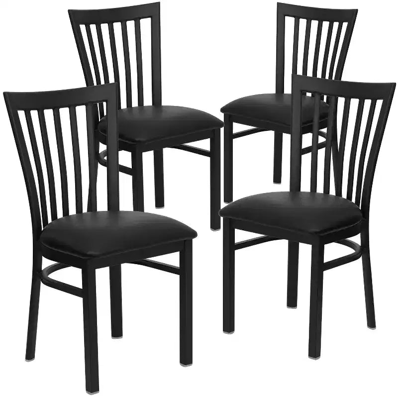 Flash Furniture Confezione da 4 Sedie in Metallo Nere Serie Hercules per Ristorante con Schienale a Casa di Scuola