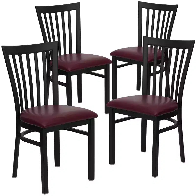 Flash Furniture Confezione da 4 Sedie in Metallo Nere Serie Hercules per Ristorante con Schienale a Casa di Scuola