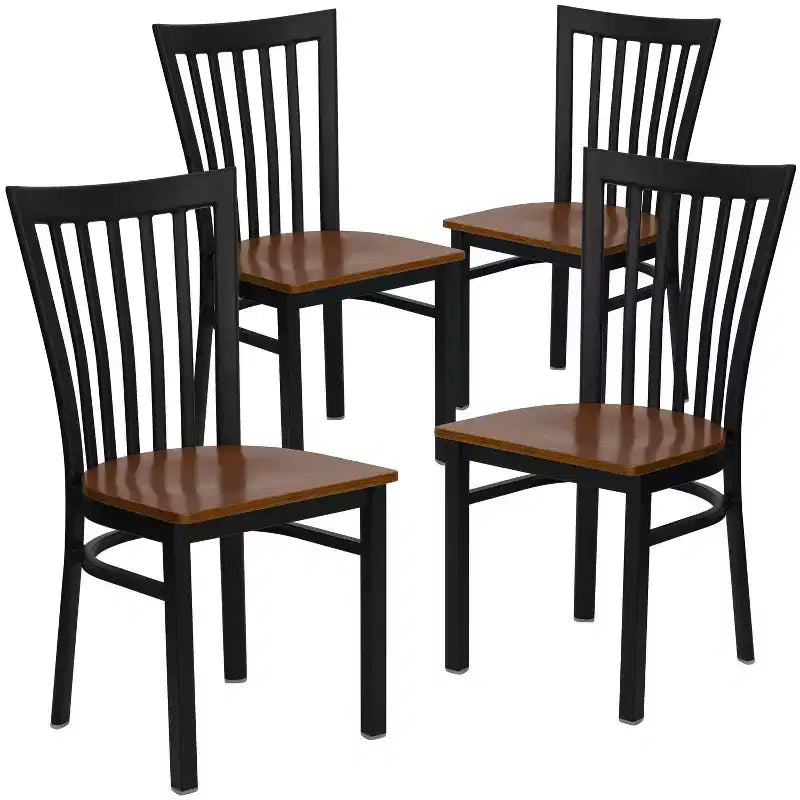 Flash Furniture Confezione da 4 Sedie in Metallo Nere Serie Hercules per Ristorante con Schienale a Casa di Scuola