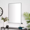 Specchio da parete rettangolare in legno marrone, cornice sottile, 1 persona