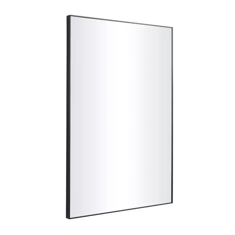 Specchio da parete rettangolare in legno marrone, cornice sottile, 1 persona