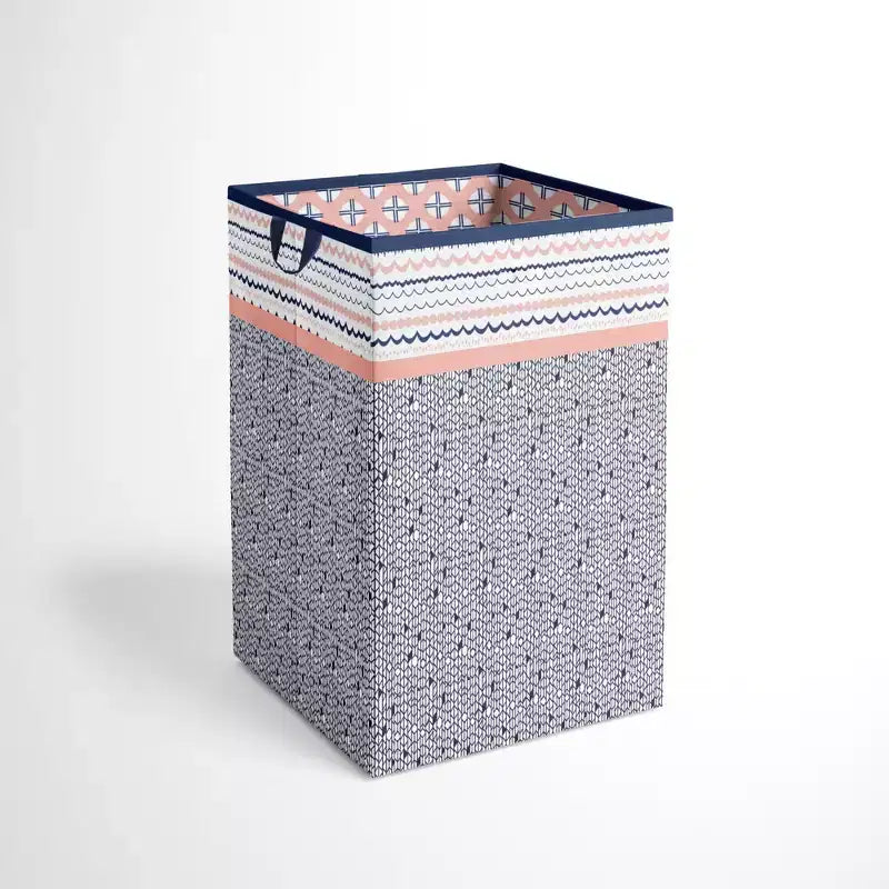 Bacati - Olivia Coral/Navy Collapsible Laundry Hamper