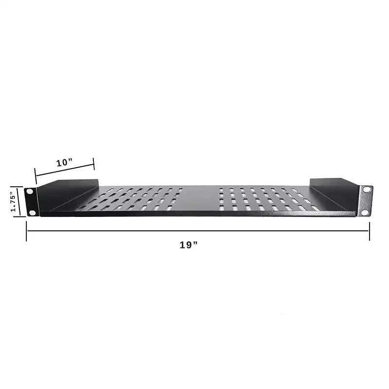 Ripiani per Rack a Sbalzo in Acciaio Laminato - Set di 2 Vasche Universali Ventilate 1U per Armadi Server di Rete da 19 Pollici e Apparecchiature AV di SimpleCord (Nero)
