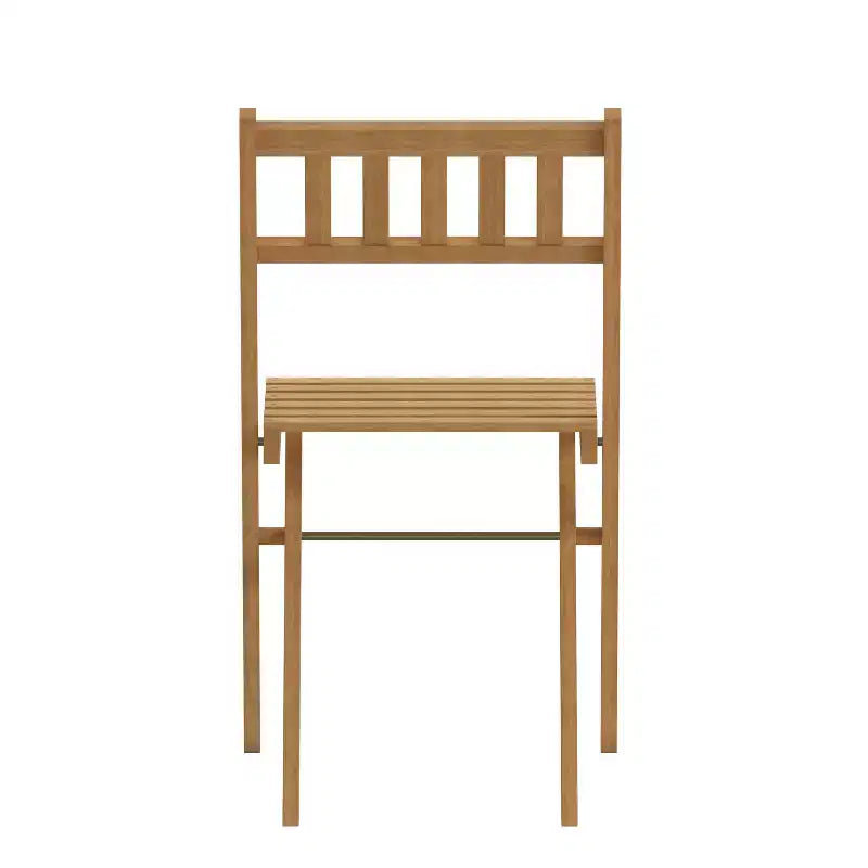 Set di 2 sedie pieghevoli da bistrot Emma and Oliver in legno di acacia, tutte naturali, resistenti alle intemperie, con finitura naturale e strato protettivo di olio di teak