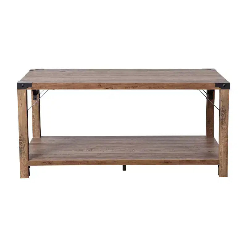 Tavolino da caffè in legno ingegnerizzato Merrick Lane Modern Farmhouse con dettagli in acciaio verniciato a polvere