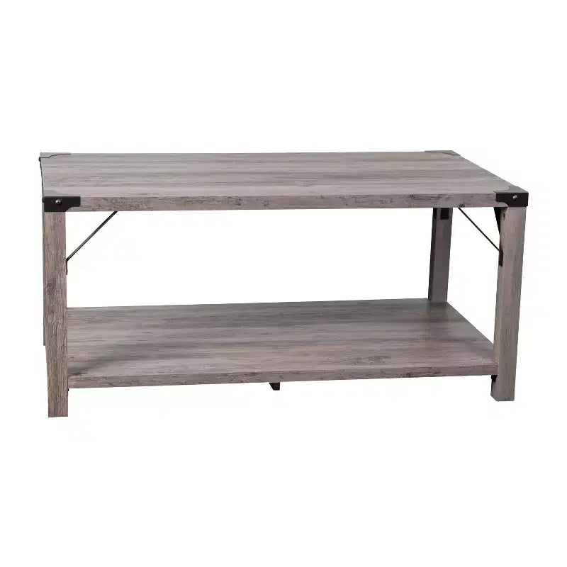 Tavolino da caffè in legno ingegnerizzato Merrick Lane Modern Farmhouse con dettagli in acciaio verniciato a polvere