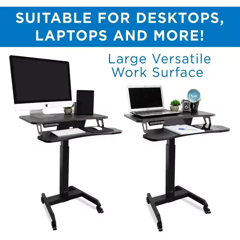 Mount-It! Postazione di lavoro elettrica mobile regolabile con ruote | Workstation sit-stand con ruote e controller per la regolazione programmabile dell'altezza