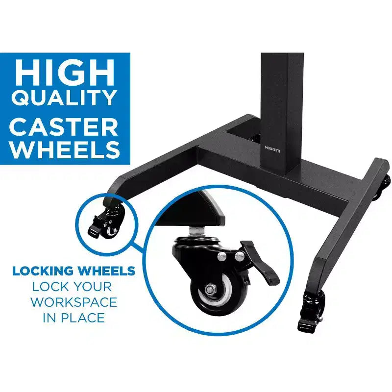 Mount-It! Postazione di lavoro elettrica mobile regolabile con ruote | Workstation sit-stand con ruote e controller per la regolazione programmabile dell'altezza