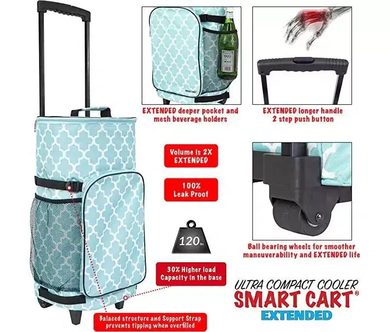 dbest Ultra Compact Smart Cart Cooler Frigorifero isolato pieghevole con ruote per barbecue da spiaggia estivo - Mosaico marocchino
