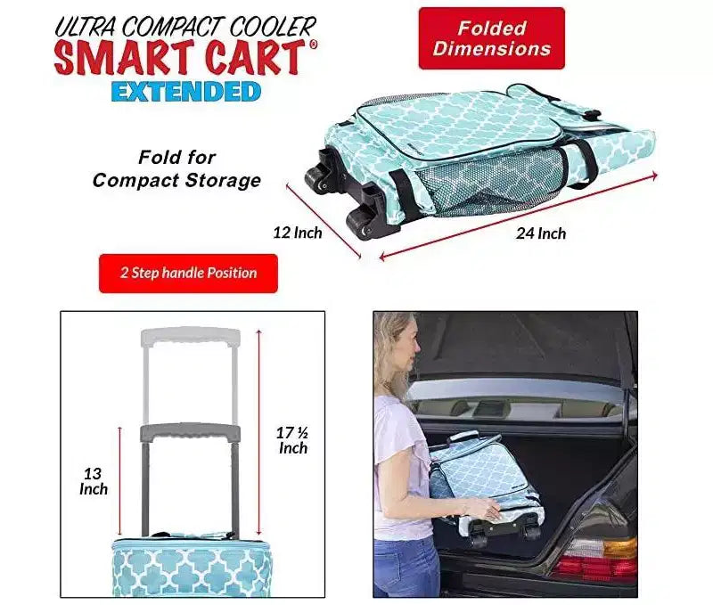 dbest Ultra Compact Smart Cart Cooler Frigorifero isolato pieghevole con ruote per barbecue da spiaggia estivo - Mosaico marocchino
