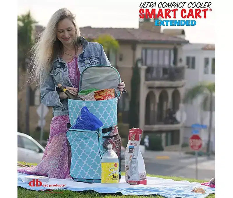 dbest Ultra Compact Smart Cart Cooler Frigorifero isolato pieghevole con ruote per barbecue da spiaggia estivo - Mosaico marocchino