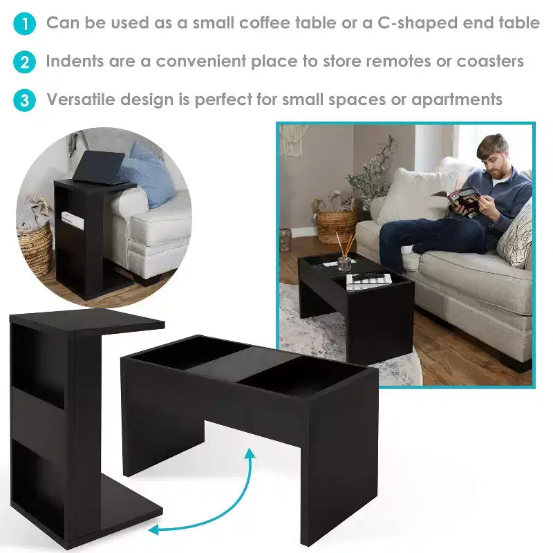 Tavolino da salotto decorativo multiuso 2-in-1 per interni Sunnydaze