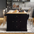 Carrello/Isola da Cucina Mobile Bianco/Nero con 3 Cassetti e 2 Armadietti, per 1 Persona