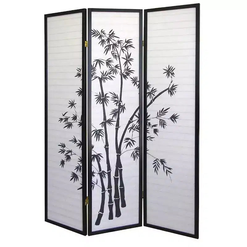 Legacy Decor Bamboo Print Oriental Privacy Shoji Screen Room Divider