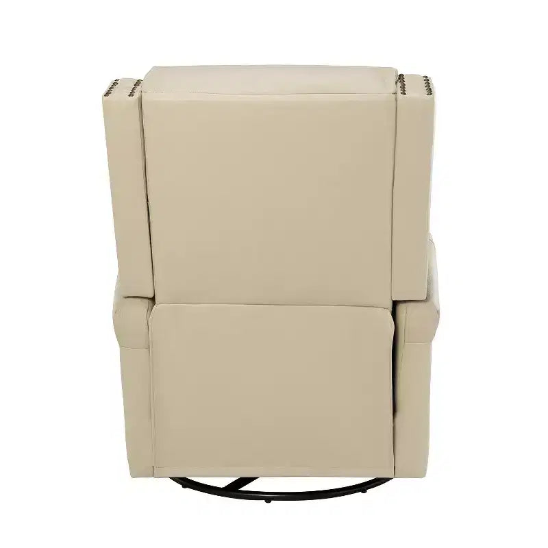 Poltrona reclinabile girevole a dondolo Favonius in vera pelle con borchie per camera da letto e soggiorno, set da 2 | ART OF LIVING DESIGNS