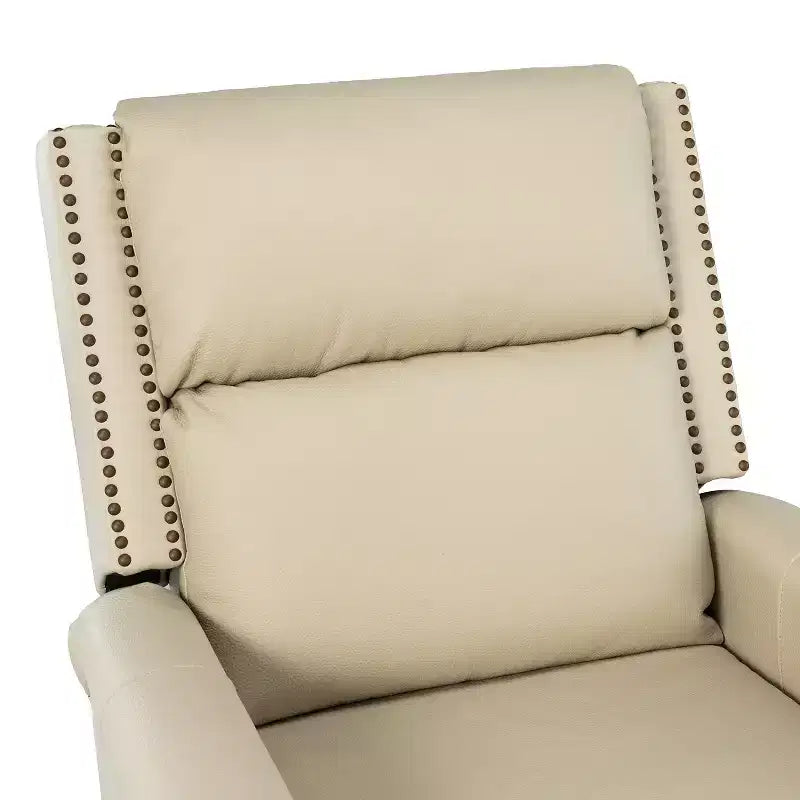 Poltrona reclinabile girevole a dondolo Favonius in vera pelle con borchie per camera da letto e soggiorno, set da 2 | ART OF LIVING DESIGNS