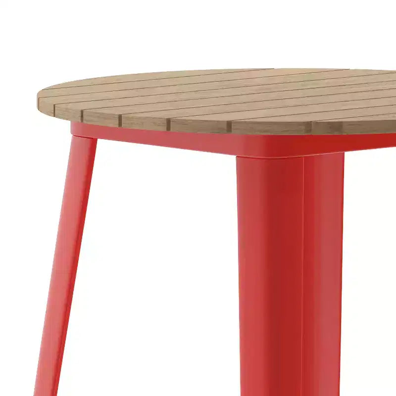 Tavolo con piano bar Flash Furniture Declan per interni/esterni, piano rotondo da 30" in poliresina per tutte le stagioni con base in acciaio