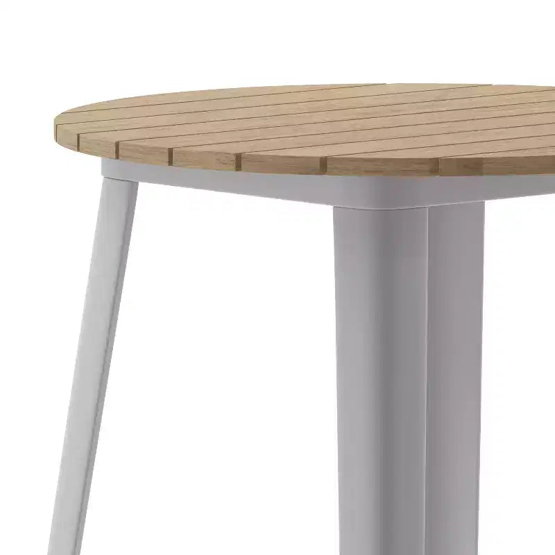 Tavolo con piano bar Flash Furniture Declan per interni/esterni, piano rotondo da 30" in poliresina per tutte le stagioni con base in acciaio