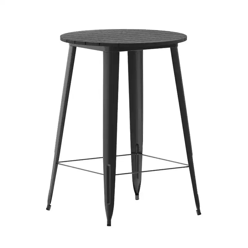 Tavolo con piano bar Flash Furniture Declan per interni/esterni, piano rotondo da 30" in poliresina per tutte le stagioni con base in acciaio