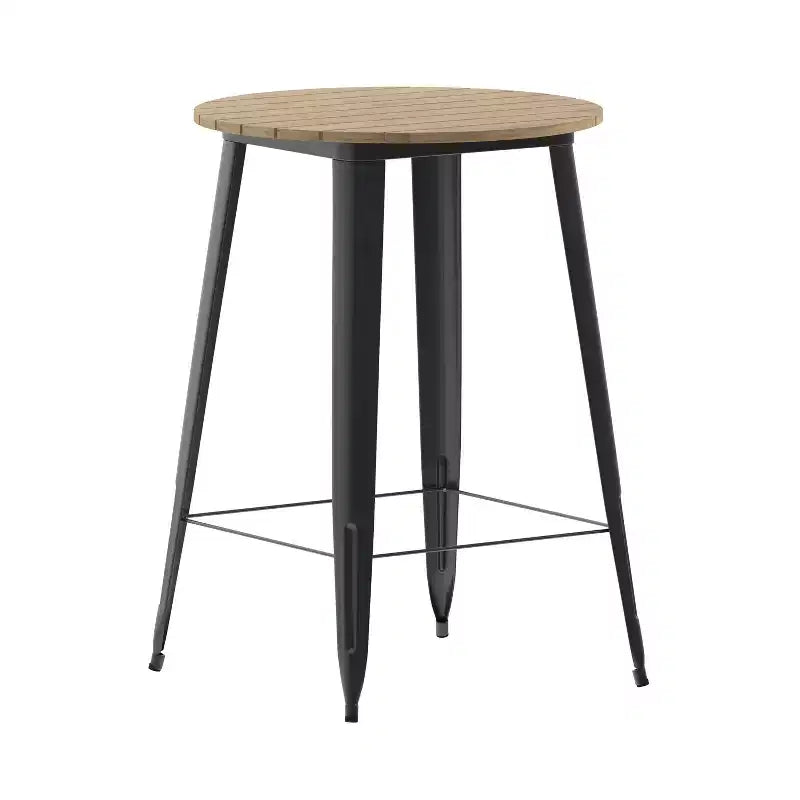 Tavolo con piano bar Flash Furniture Declan per interni/esterni, piano rotondo da 30" in poliresina per tutte le stagioni con base in acciaio