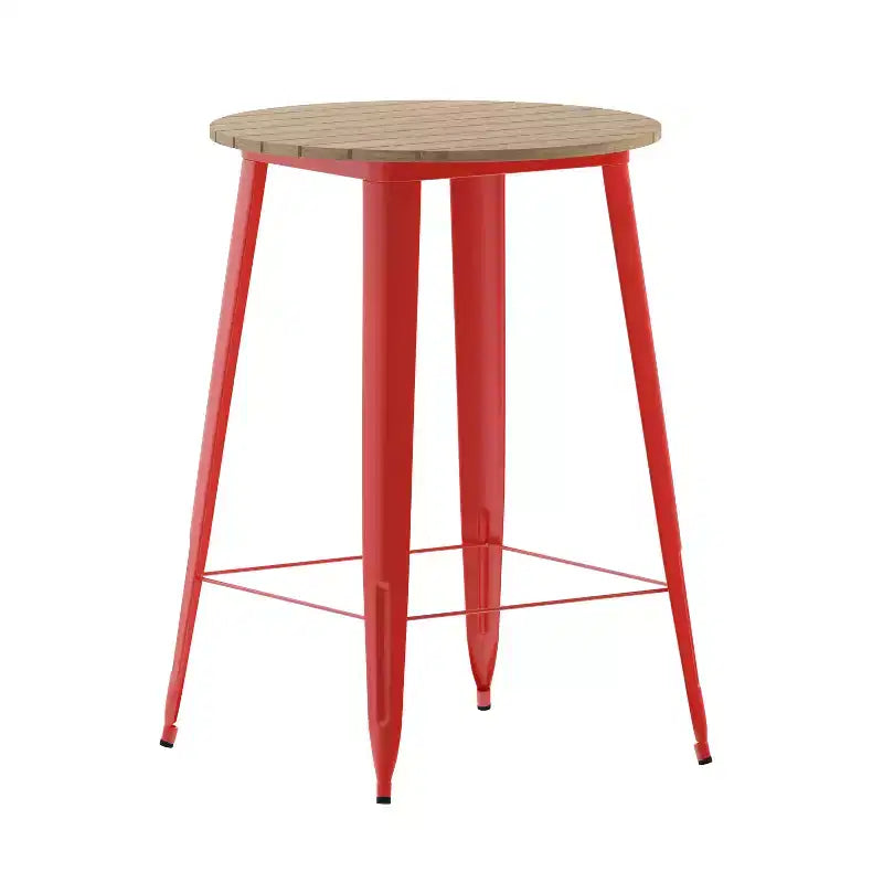 Tavolo con piano bar Flash Furniture Declan per interni/esterni, piano rotondo da 30" in poliresina per tutte le stagioni con base in acciaio