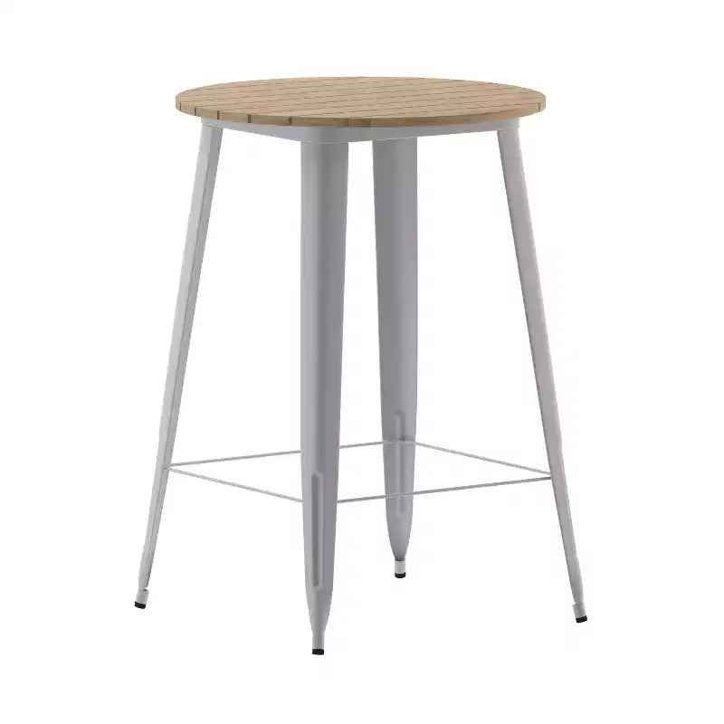 Tavolo con piano bar Flash Furniture Declan per interni/esterni, piano rotondo da 30" in poliresina per tutte le stagioni con base in acciaio