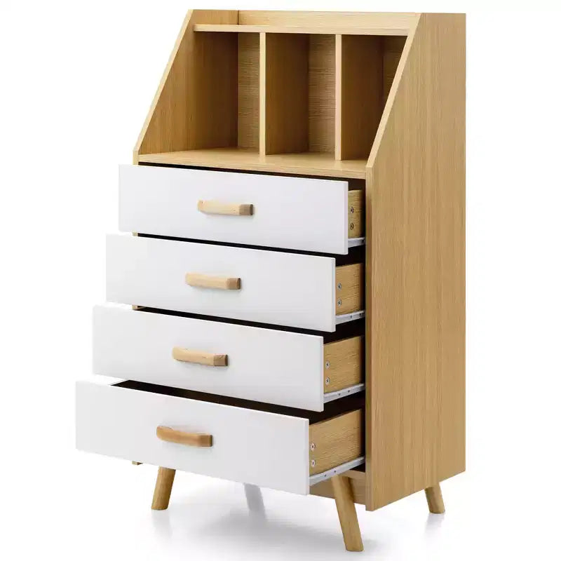 Cassettiera a 3 cubi Costway, organizer portaoggetti, cassettiera a 4 cassetti con piano d'appoggio