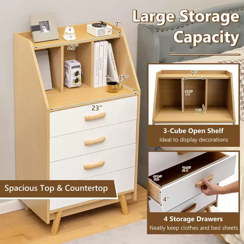 Cassettiera a 3 cubi Costway, organizer portaoggetti, cassettiera a 4 cassetti con piano d'appoggio