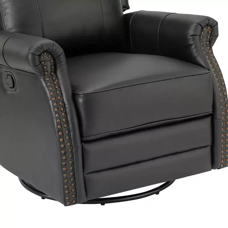 Poltrona reclinabile manuale in vera pelle Irene 30.5 Wide con braccioli arrotolati | ART OF LIVING DESIGNS
