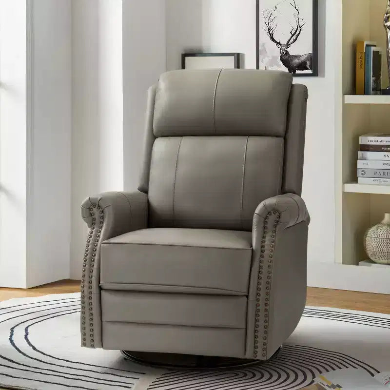 Poltrona reclinabile manuale in vera pelle Irene 30.5 Wide con braccioli arrotolati | ART OF LIVING DESIGNS