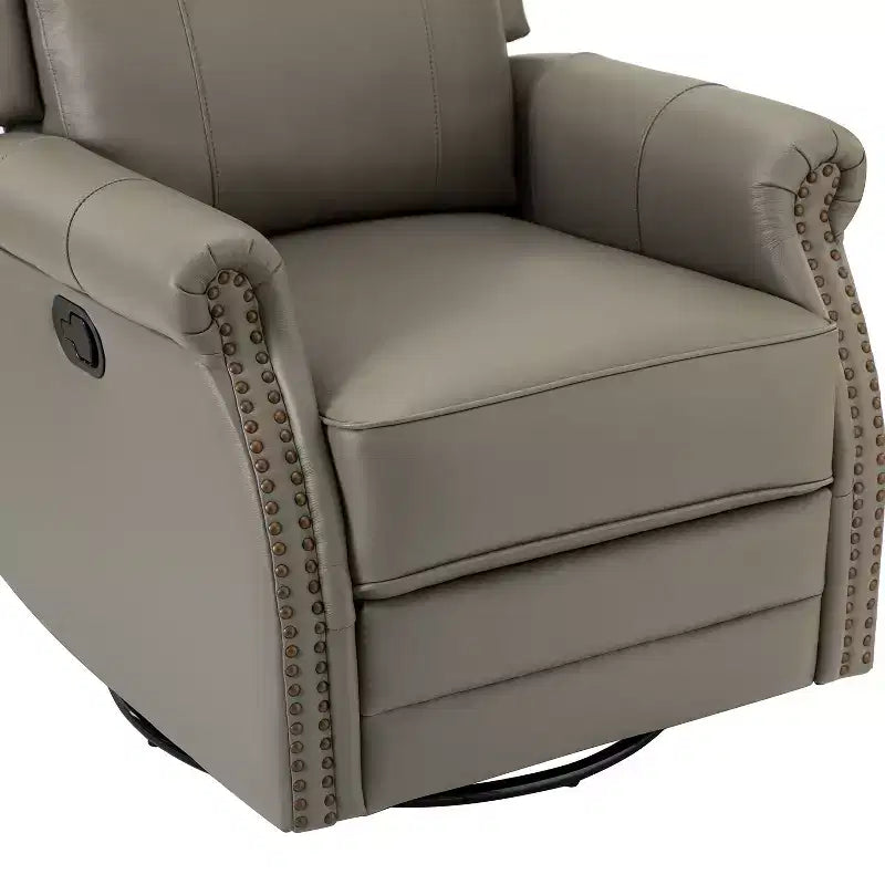 Poltrona reclinabile manuale in vera pelle Irene 30.5 Wide con braccioli arrotolati | ART OF LIVING DESIGNS