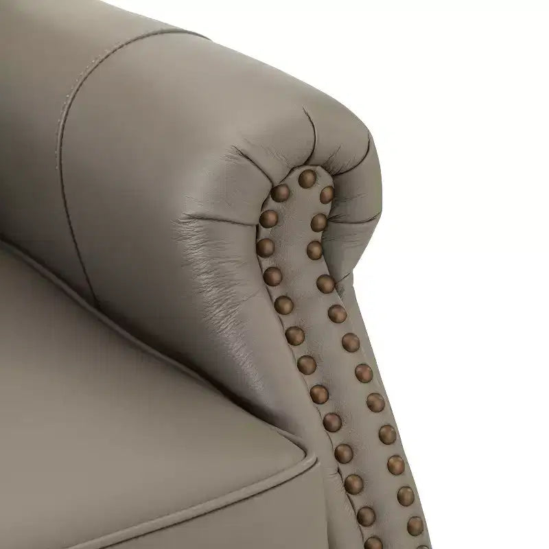 Poltrona reclinabile manuale in vera pelle Irene 30.5 Wide con braccioli arrotolati | ART OF LIVING DESIGNS