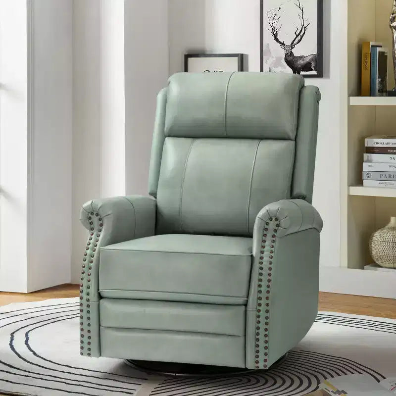 Poltrona reclinabile manuale in vera pelle Irene 30.5 Wide con braccioli arrotolati | ART OF LIVING DESIGNS
