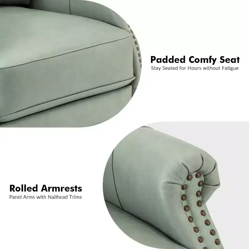 Poltrona reclinabile manuale in vera pelle Irene 30.5 Wide con braccioli arrotolati | ART OF LIVING DESIGNS