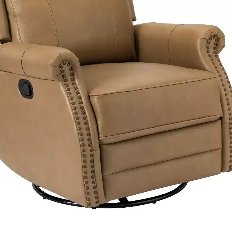 Poltrona reclinabile manuale in vera pelle Irene 30.5 Wide con braccioli arrotolati | ART OF LIVING DESIGNS