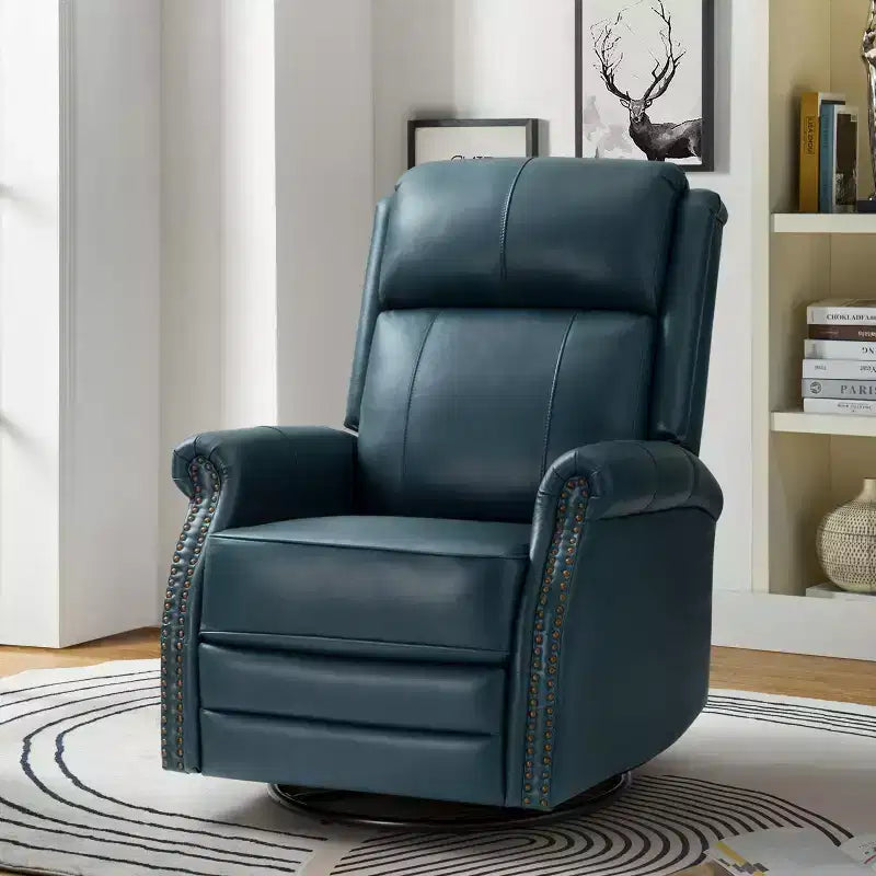 Poltrona reclinabile manuale in vera pelle Irene 30.5 Wide con braccioli arrotolati | ART OF LIVING DESIGNS