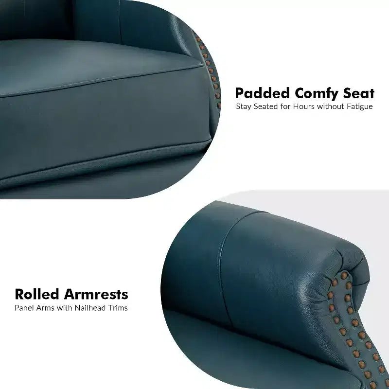 Poltrona reclinabile manuale in vera pelle Irene 30.5 Wide con braccioli arrotolati | ART OF LIVING DESIGNS