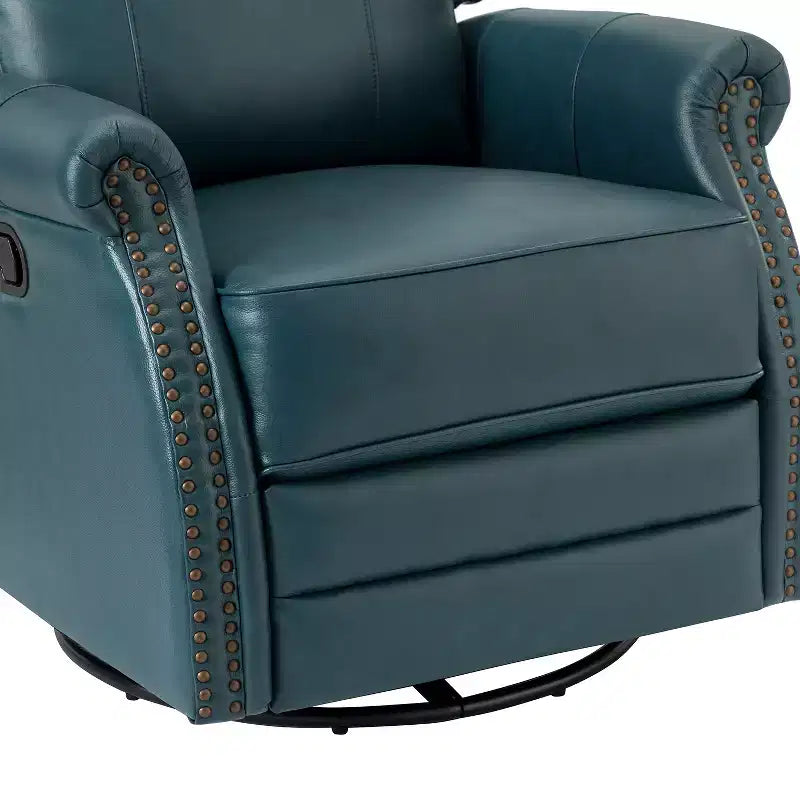 Poltrona reclinabile manuale in vera pelle Irene 30.5 Wide con braccioli arrotolati | ART OF LIVING DESIGNS