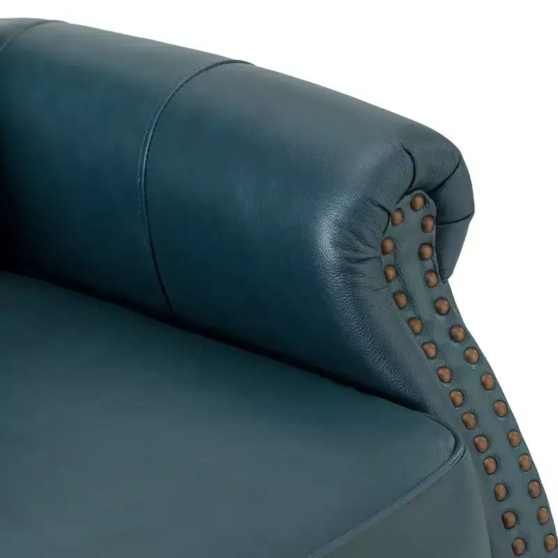 Poltrona reclinabile manuale in vera pelle Irene 30.5 Wide con braccioli arrotolati | ART OF LIVING DESIGNS