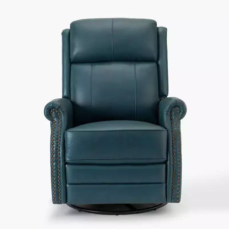 Poltrona reclinabile manuale in vera pelle Irene 30.5 Wide con braccioli arrotolati | ART OF LIVING DESIGNS