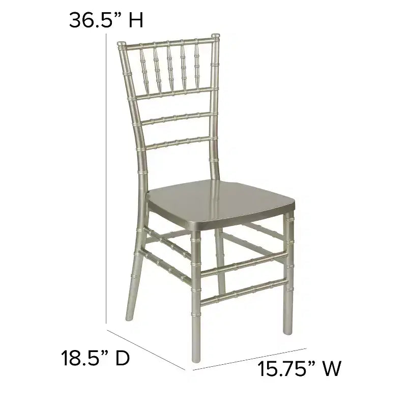 Sedia Chiavari impilabile in resina Nera / Bianca / Dorata / Argentata / Color Champagne / Mogano / Peltro, 2 posti