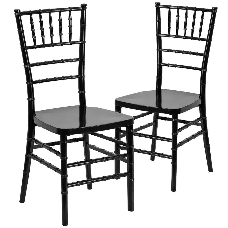 Sedia Chiavari impilabile in resina Nera / Bianca / Dorata / Argentata / Color Champagne / Mogano / Peltro, 2 posti