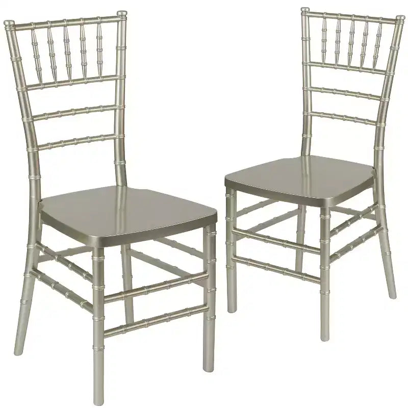 Sedia Chiavari impilabile in resina Nera / Bianca / Dorata / Argentata / Color Champagne / Mogano / Peltro, 2 posti