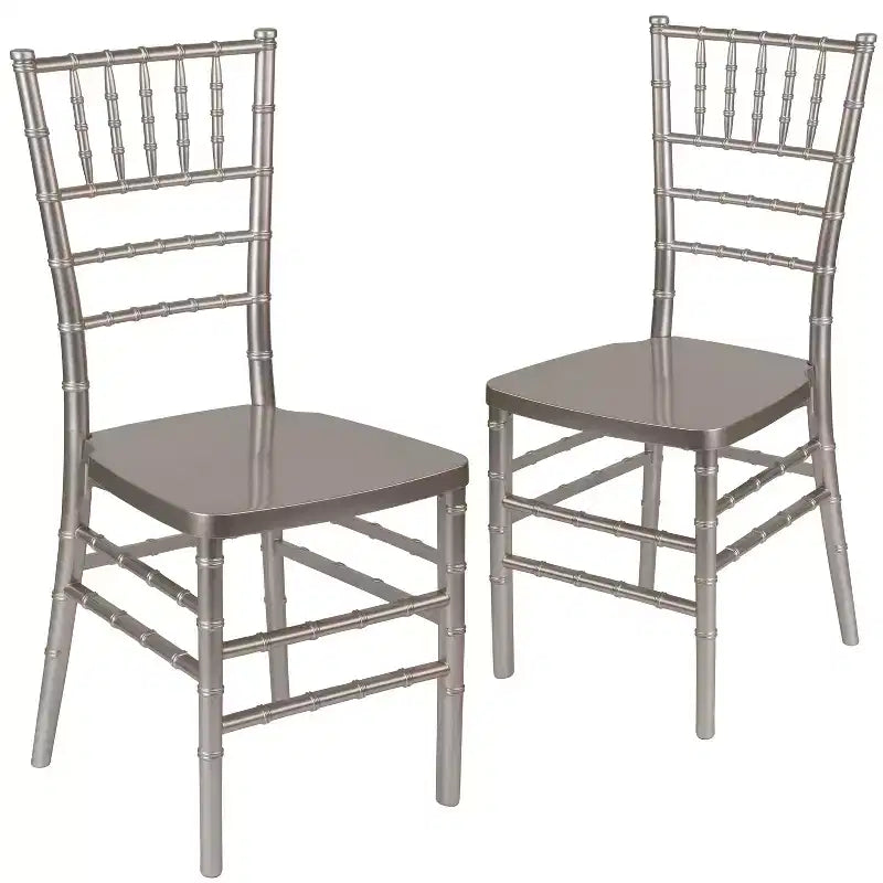 Sedia Chiavari impilabile in resina Nera / Bianca / Dorata / Argentata / Color Champagne / Mogano / Peltro, 2 posti