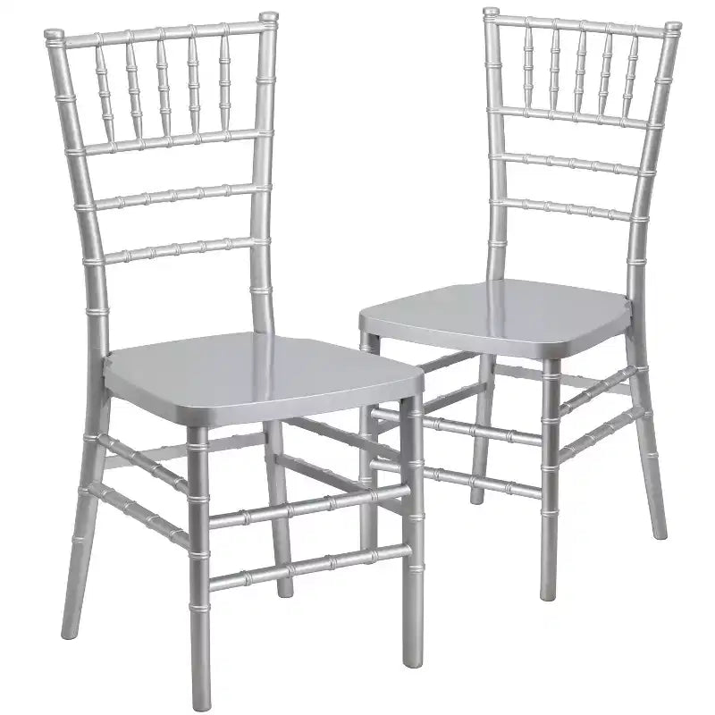 Sedia Chiavari impilabile in resina Nera / Bianca / Dorata / Argentata / Color Champagne / Mogano / Peltro, 2 posti