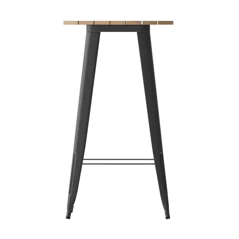 Tavolo alto da bar Merrick Lane per interni/esterni, top rotondo in poliresina per tutte le stagioni da 23,75" con base in acciaio