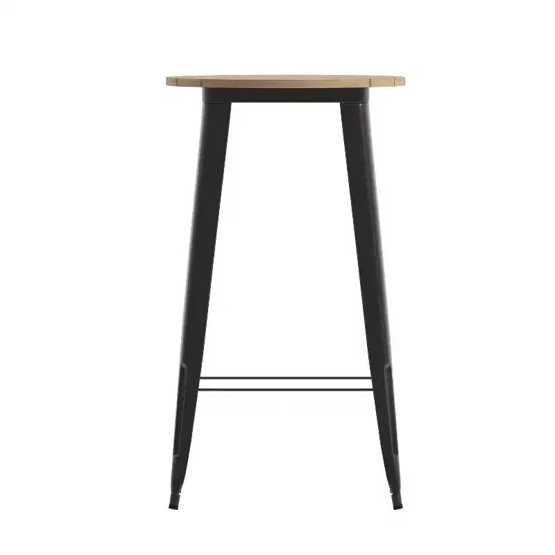 Tavolo alto da bar Merrick Lane per interni/esterni, top rotondo in poliresina per tutte le stagioni da 23,75" con base in acciaio