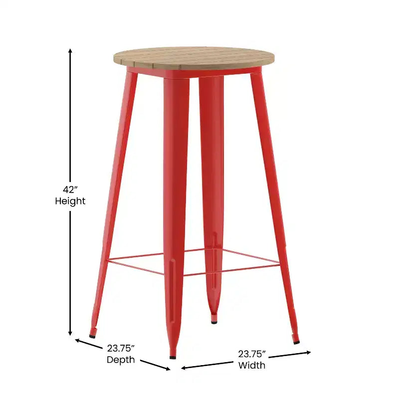Tavolo alto da bar Merrick Lane per interni/esterni, top rotondo in poliresina per tutte le stagioni da 23,75" con base in acciaio